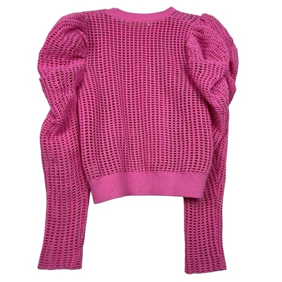 Ulla Johnson Delaney Pink Knit Puff Sleeve Top - Picture 6 of 9